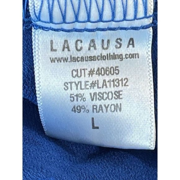 La Causa Neptune Cry Baby Tank Top Satin Royal Blue Ruffle Women's Large NWT - Picture 7 of 9